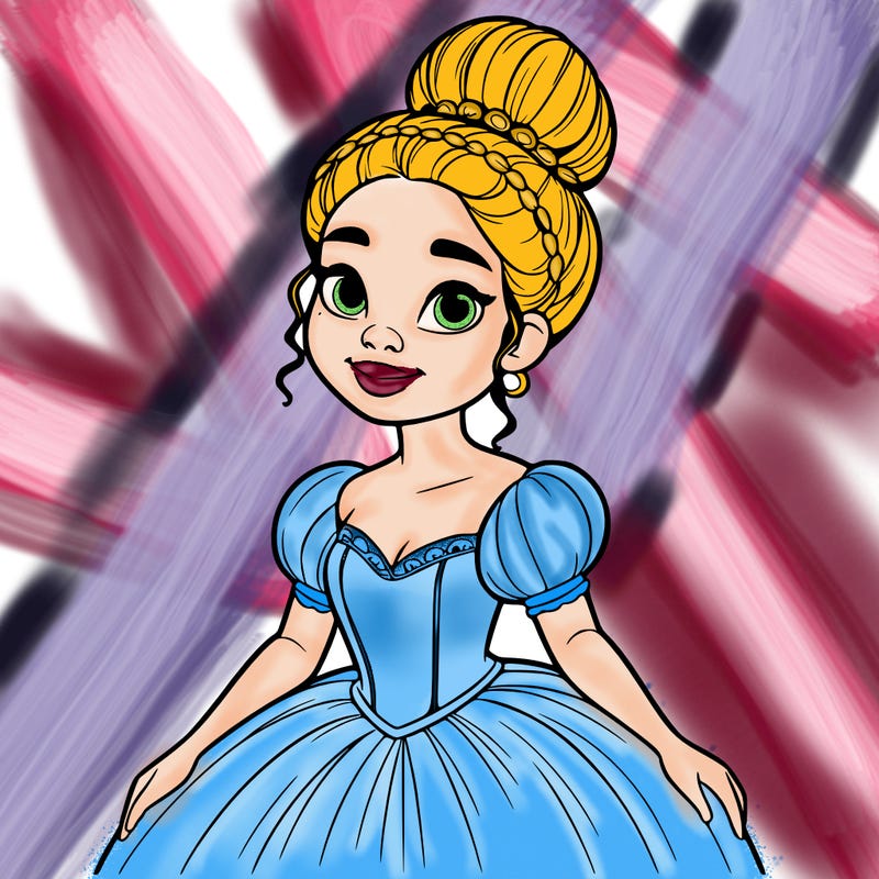 a single african american woman with a bun and a realistic fairy tale dress