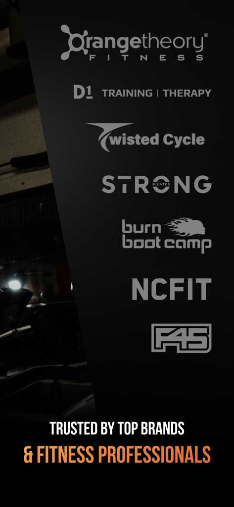 Fit Radio: Train Inspired - A list of logos from top fitness brands including Orangetheory and F45 that trust Fit Radio