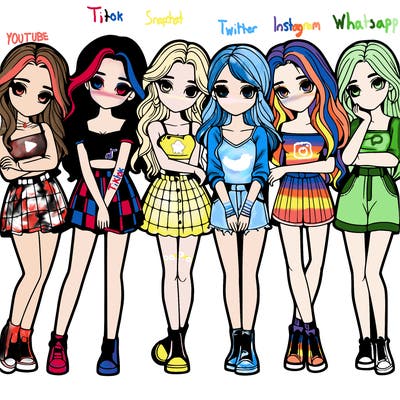 a group of girls realistic