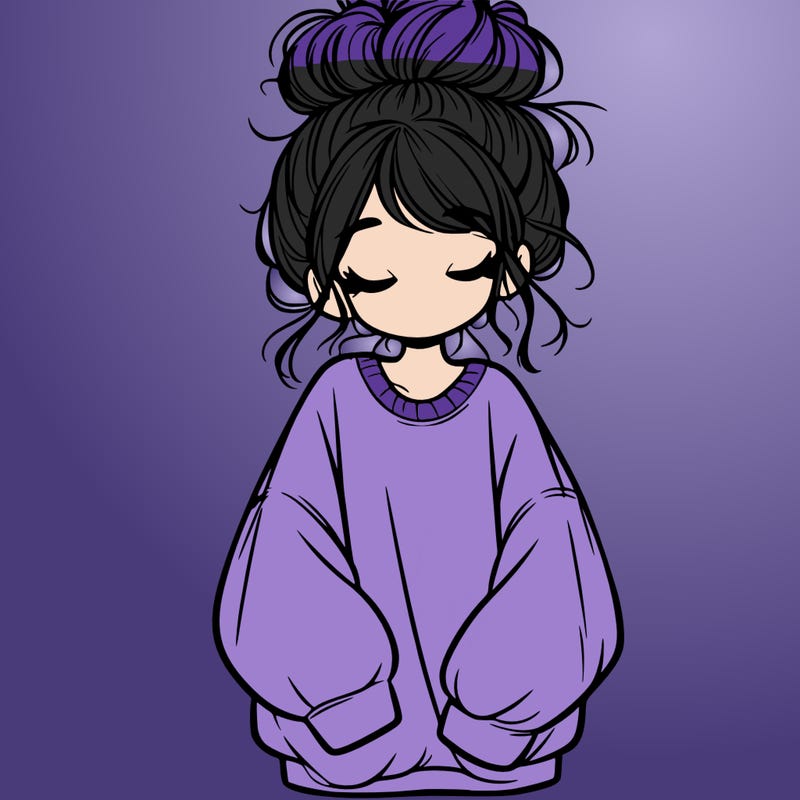 girl with baggy sweatshirt and messy bun