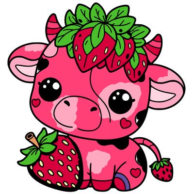 cute strawberry cow