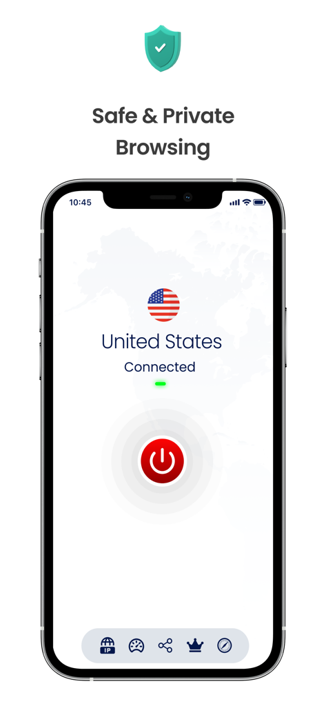 Interfaz de la aplicación VPN Ilimitado Gratuito mostrando una conexión segura a un servidor de Estados Unidos para una navegación segura y privada