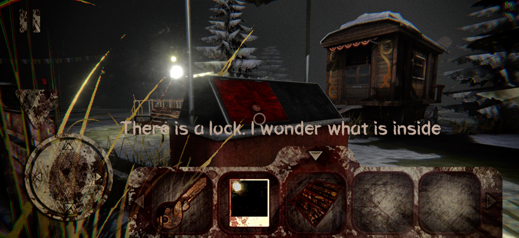 In-game screenshot of Death Park showing the player's inventory with a key and a locked box at night.
