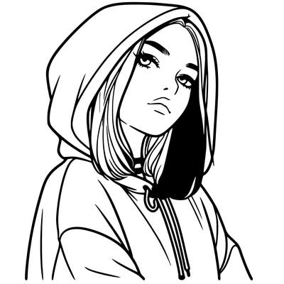 a realistic girl in a hoodie