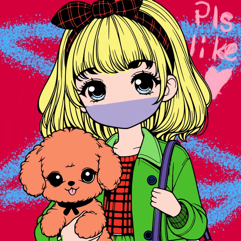 realistic girl in cute clothing and is holding a cute dog