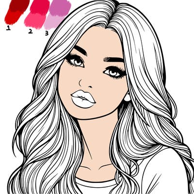 realistic girl with hair on her hair and lips