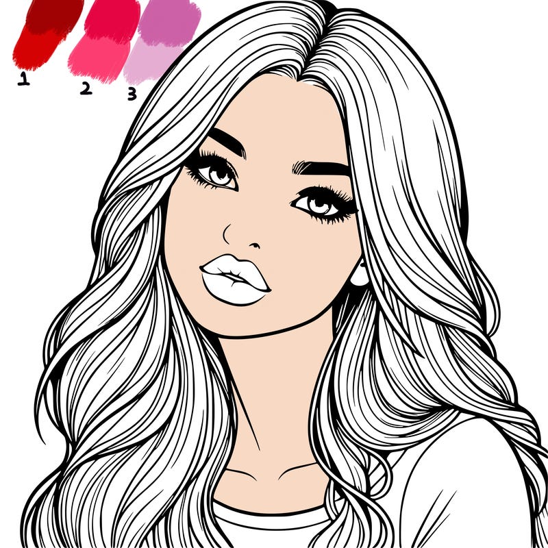 realistic girl with hair on her hair and lips