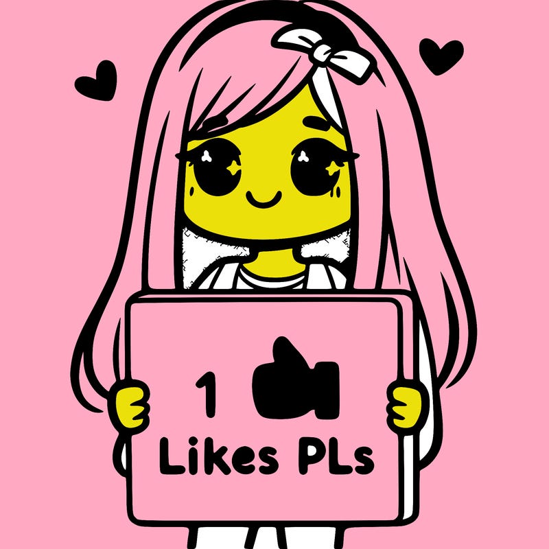 girl holding a sign saying 10 likes pls