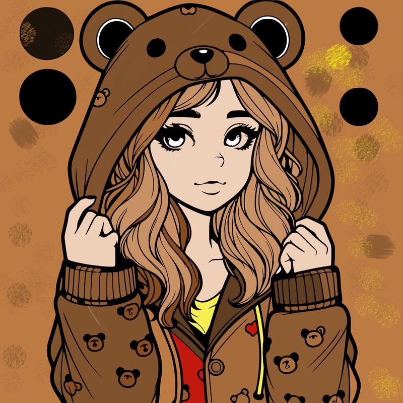 realistic girl in a animal pjs hoodie