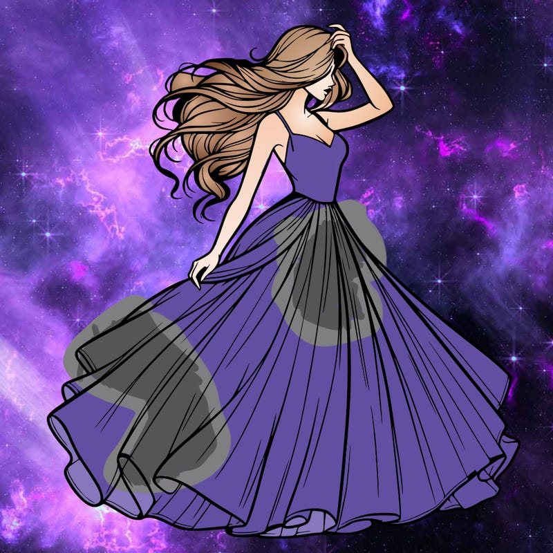 realistic woman with dress flowing in the wind