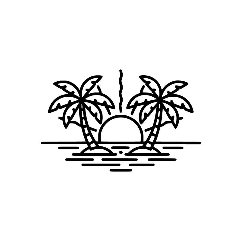 tropical trees with a sun easy and make the trees and sun a little far away only 2 trees