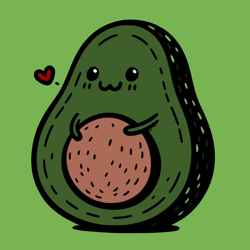 an avocado hugging an avocado