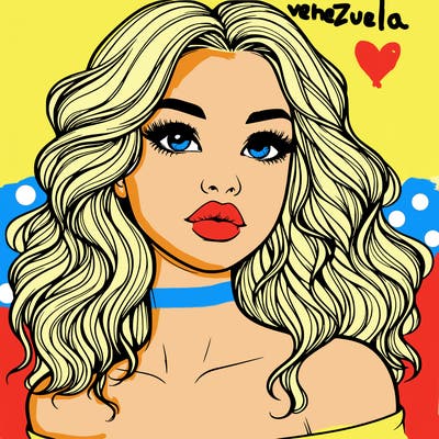 realistic girl with wavy hair and lips