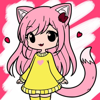 girl with cat ears and tail