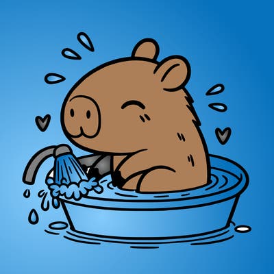 capybara taking a bath