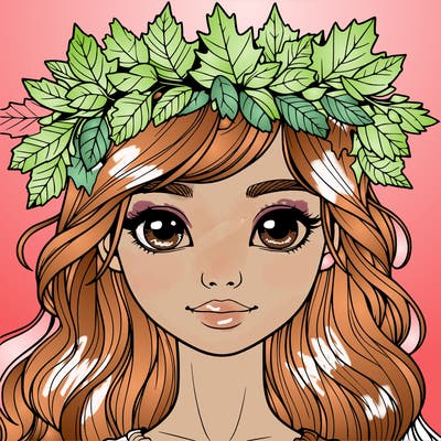 realistic girl with fall leaf crown