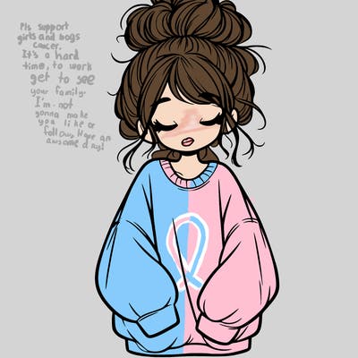 girl with baggy sweatshirt and messy bun