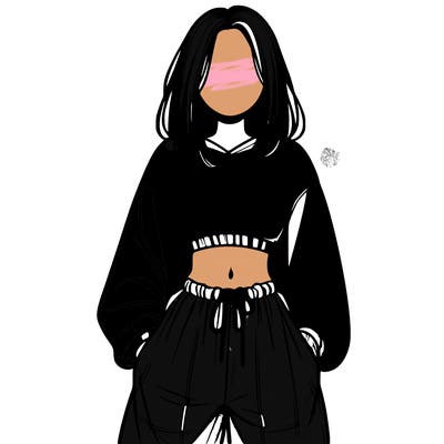 realistic girl faceless with baggy pants and a crop top