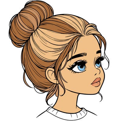 realistic girl with bun