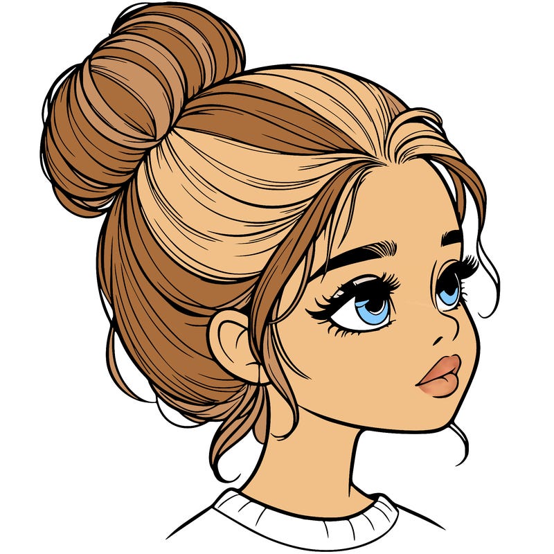 realistic girl with bun