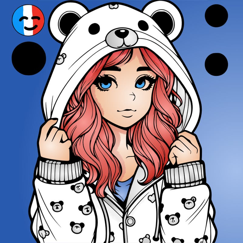 realistic girl in a animal pjs hoodie