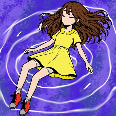 realistic girl floating