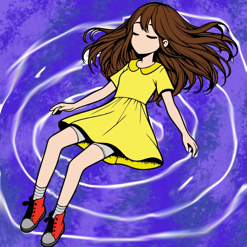 realistic girl floating