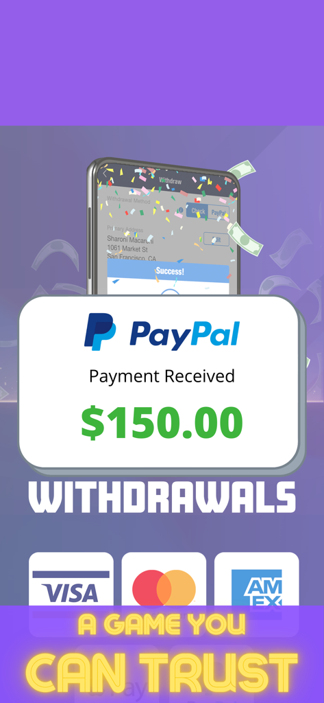 Dominoes For Real Cash Skillz - A PayPal payment received notification for 150 dollars from the Dominoes For Real Cash Skillz mobile app.