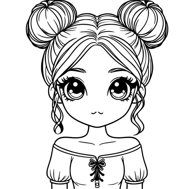 a realistic girl with two buns