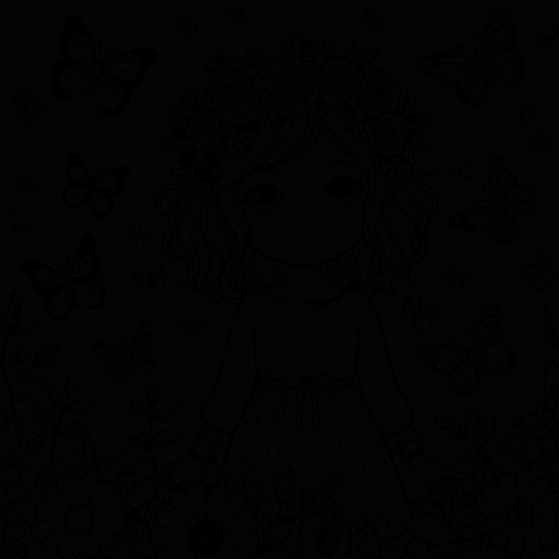 realistic girl surrounded by flowers and butterflies