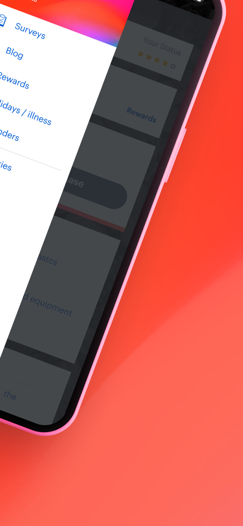 YouGov Shopper - YouGov Shopper mobile app interface showing a sidebar navigation menu with options for surveys rewards and user status