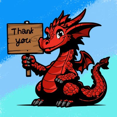 detailed realistic dragon holding up blank sign