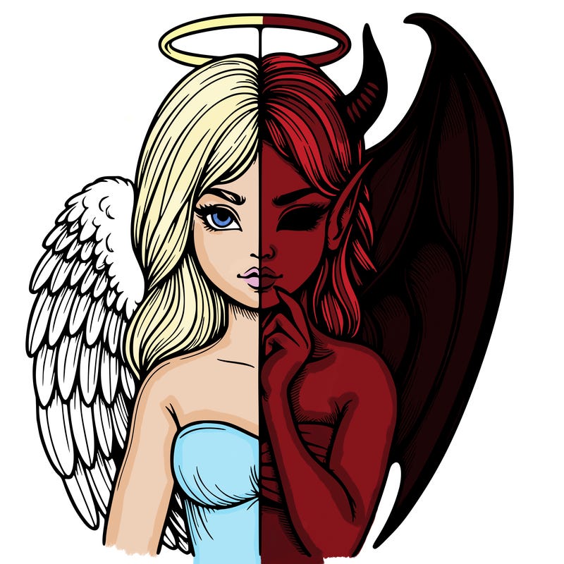 realistic angel half demon