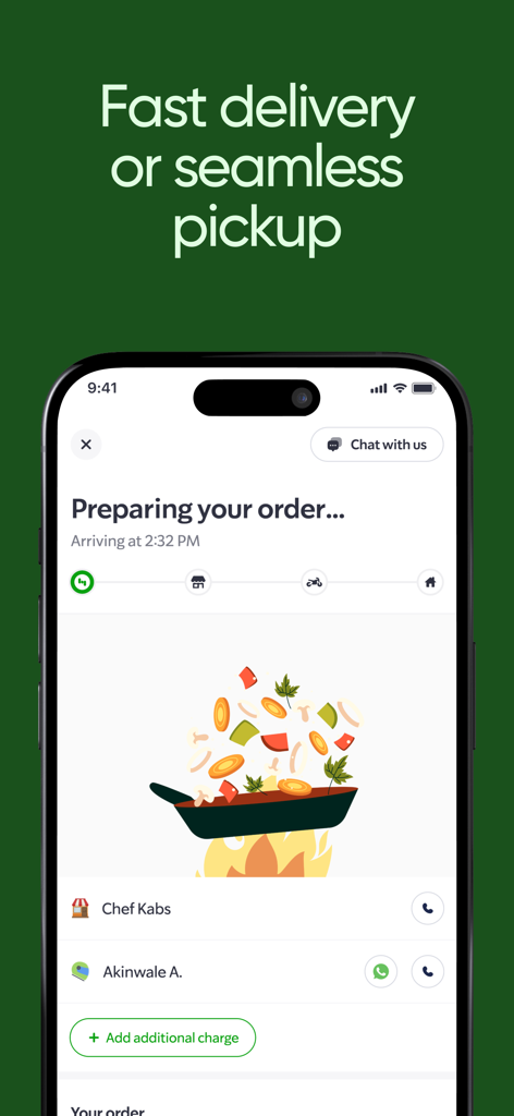 Heyfood - Food Delivery - Tela de rastreamento de pedidos em tempo real no aplicativo Heyfood mostrando o status de preparo dos alimentos.