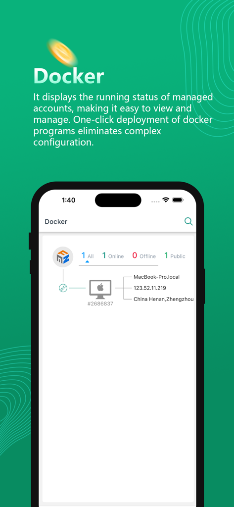 FMZ Quant - FMZ Quant app Docker management screen showing remote server status and strategy deployment details.