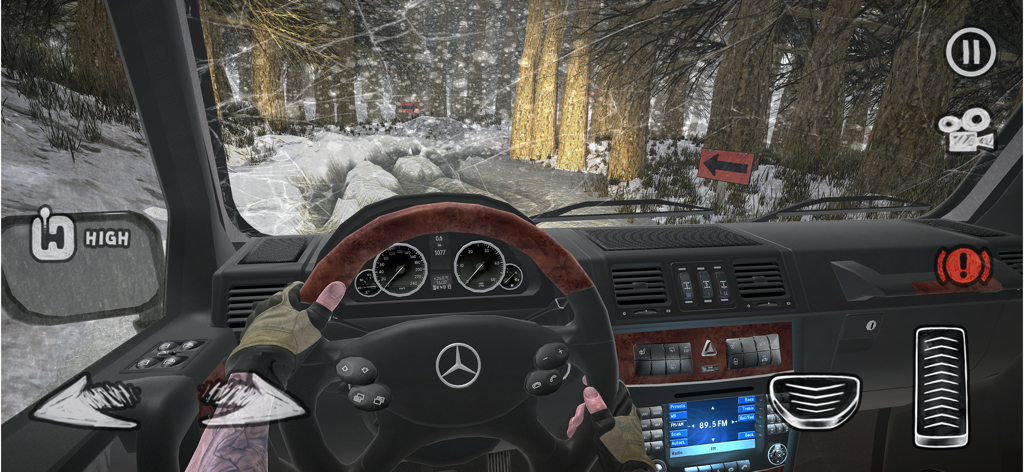 4x4 Next Gen Offroad - First person cockpit view of a 4x4 vehicle driving through a snowy forest