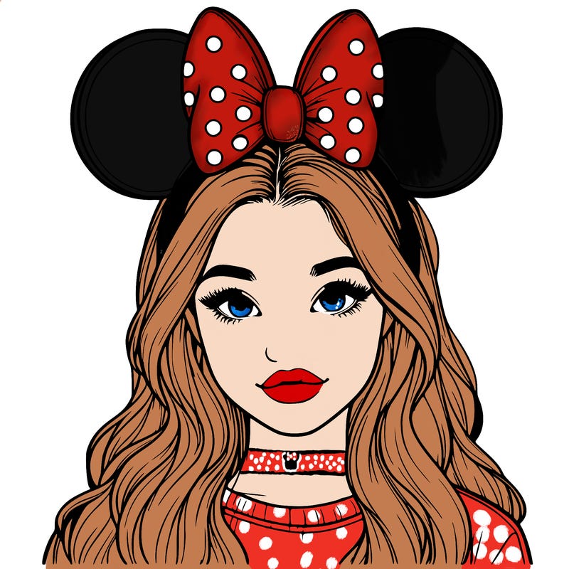 aesthetic realistic girl wearing mickey mouse ears