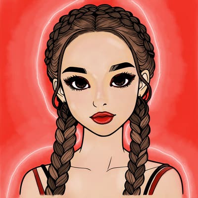 realistic girl with braids