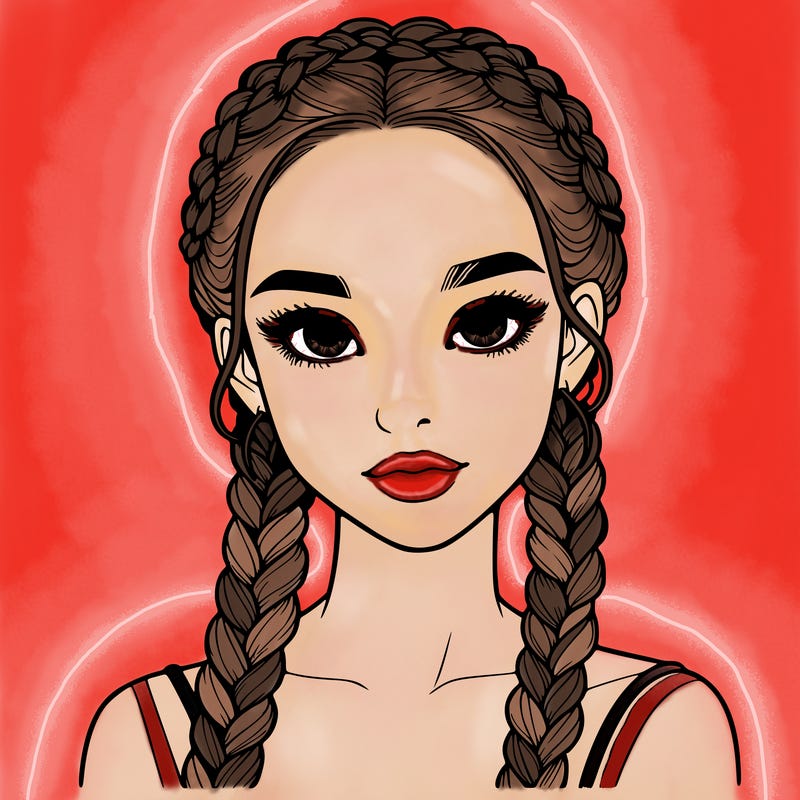 realistic girl with braids
