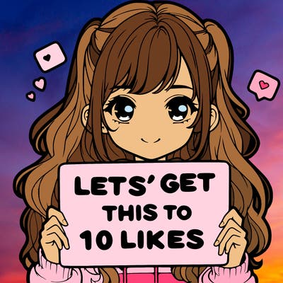 girl holding up sign that says let’s get this to 10 likes realistic