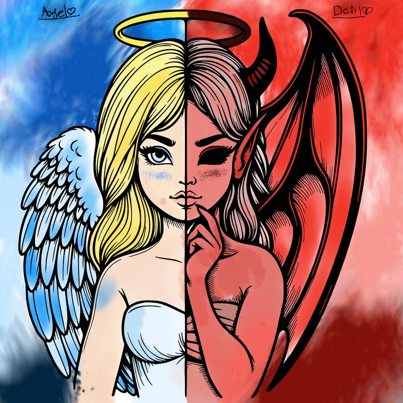 realistic angel half demon