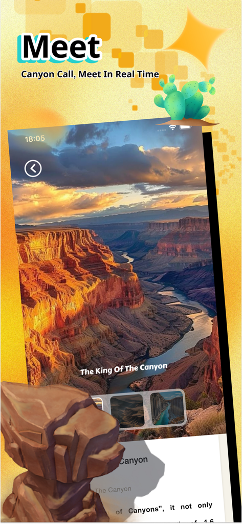 Rift - Live Video Chat & Meet - Interfaz de la aplicación Rift que muestra video chat en tiempo real y reuniones sociales en la comunidad del cañón