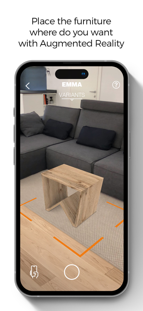 Mobili Fiver - L'app Mobili Fiver utilizza la realtà aumentata per visualizzare un tavolo in legno in un soggiorno