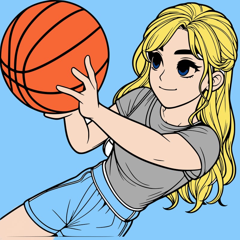 realistic girl playing basketball