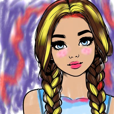 realistic girl with braids