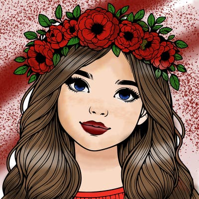 realistic girl with flower crown