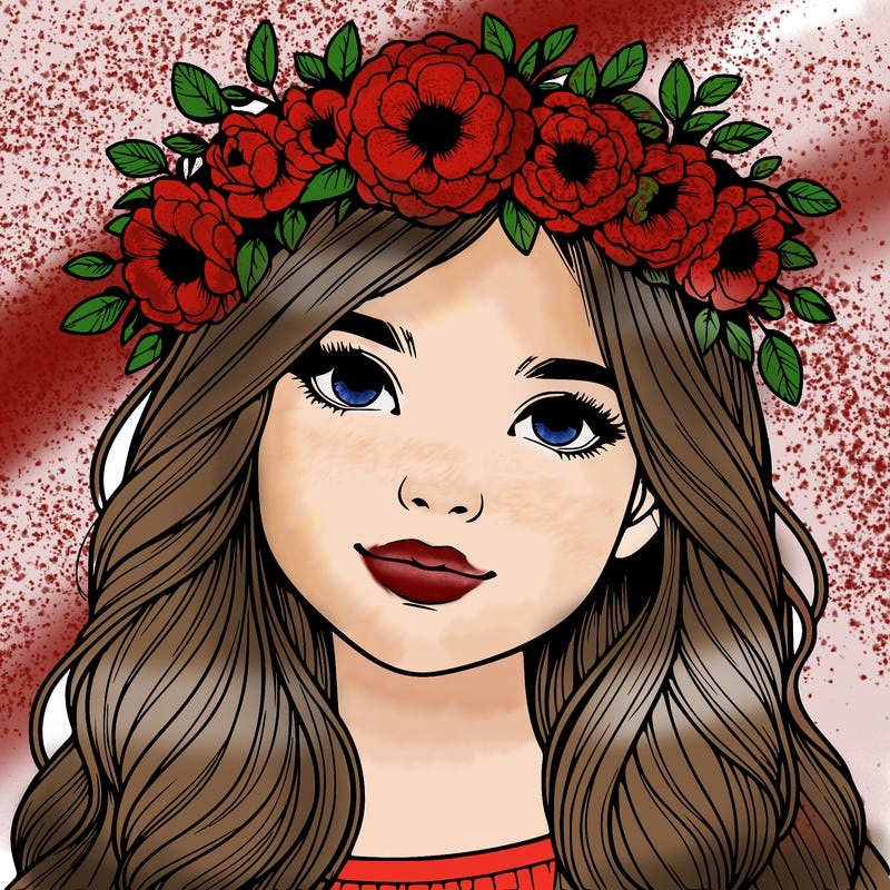 realistic girl with flower crown