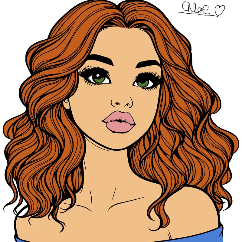 realistic girl with wavy hair and lips