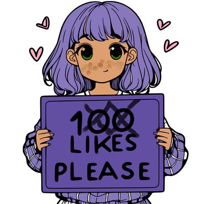 a girl holding a sign saying 100 likes please