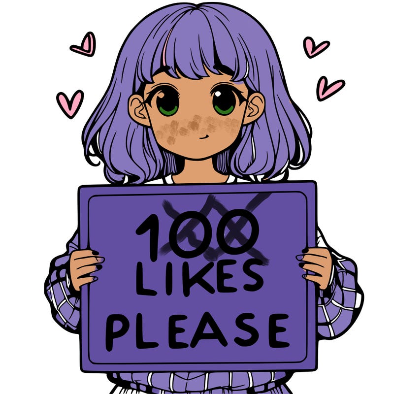 a girl holding a sign saying 100 likes please